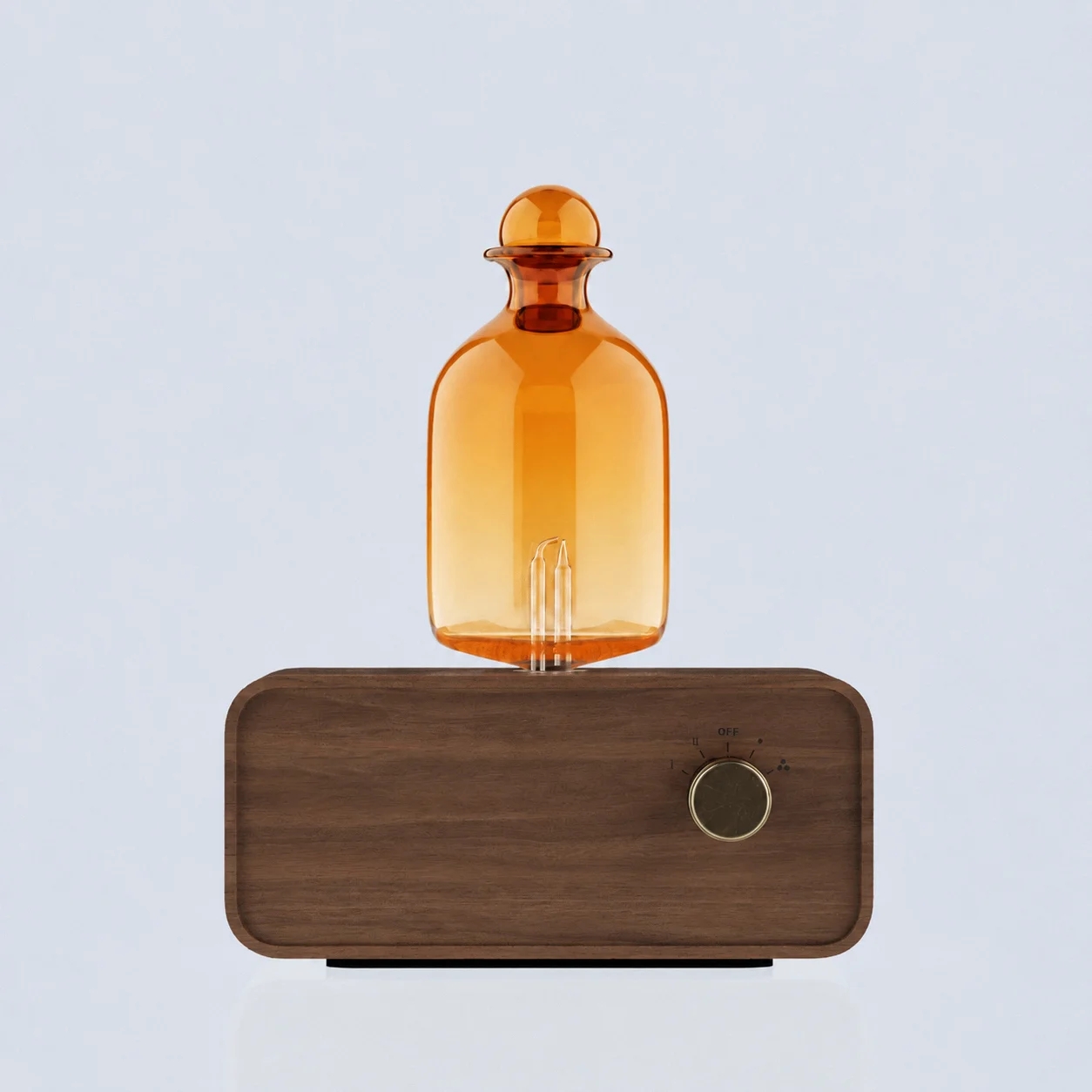 Home Fragrance Oud - Amberkleurige glazen nevelverspreider met vintage houten