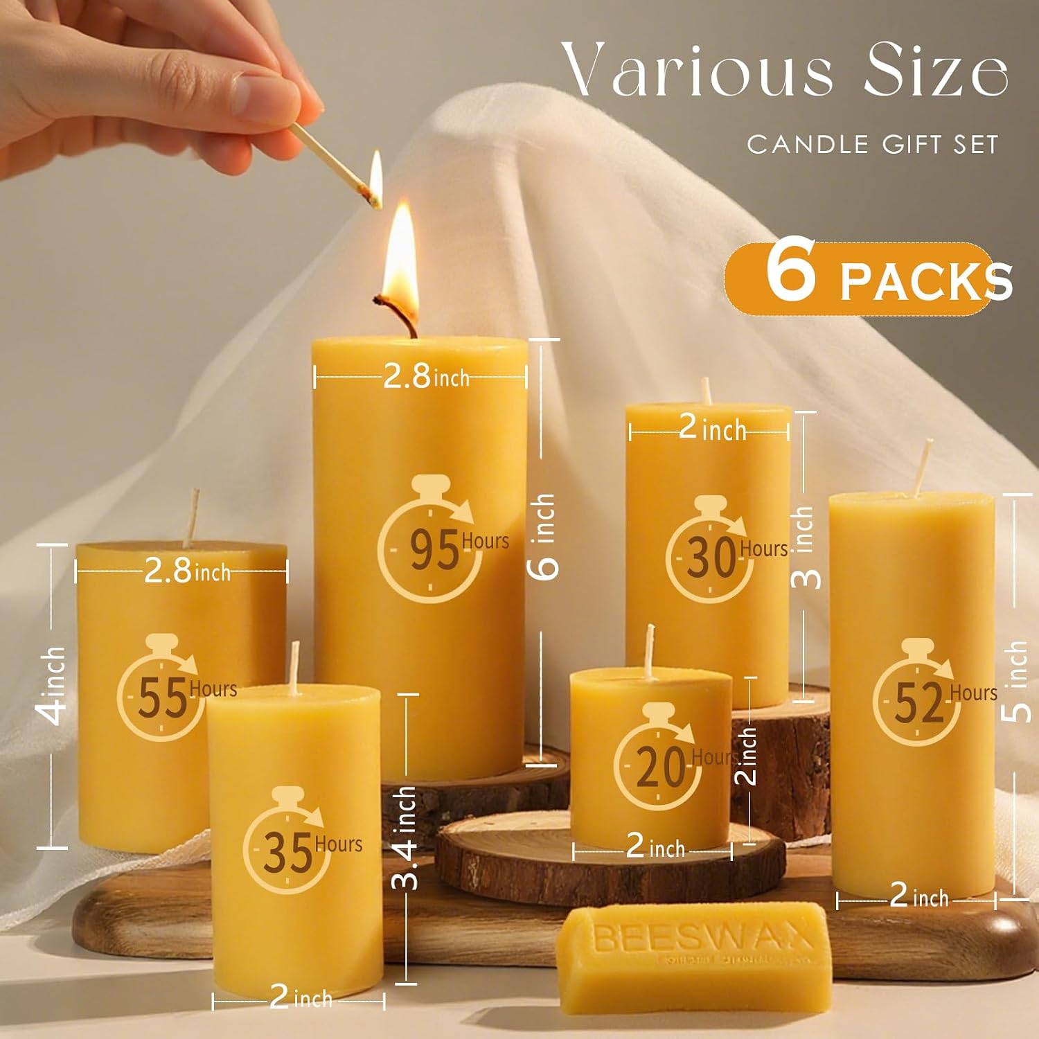 Bijenwaskaarsen Set van 6, Nie - Home Fragrance Non Toxic recensie en prijs